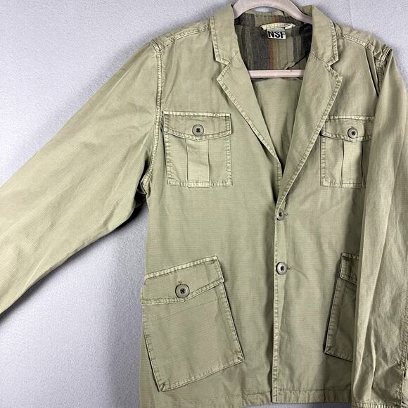 NSF Safari Blazer Jacket Womens Large Green Military Lightweight Cotton Utility - Picture 4 of 14